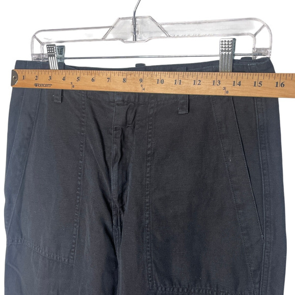 Nili Lotan 6 Linen Luna Pant $430 Drop Crotch Slouchy Cotton Crop Washed Black - Picture 6 of 8